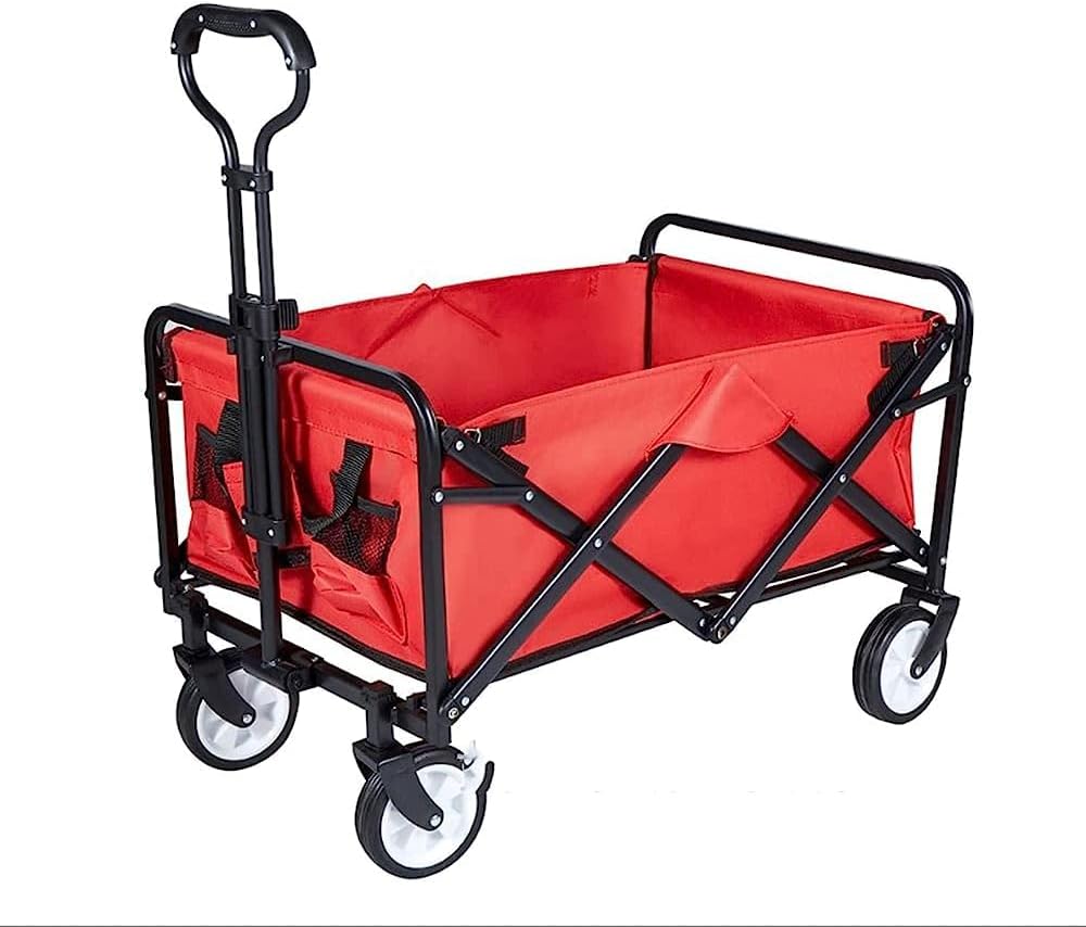Trolleys, Folding Carry Cart, Folding Wagon Trolley, Camping Cart, Rolling Buggies, Outdoor Garden Sport Carry Wagon - for Camping Garden Beach All Terrain/Blue