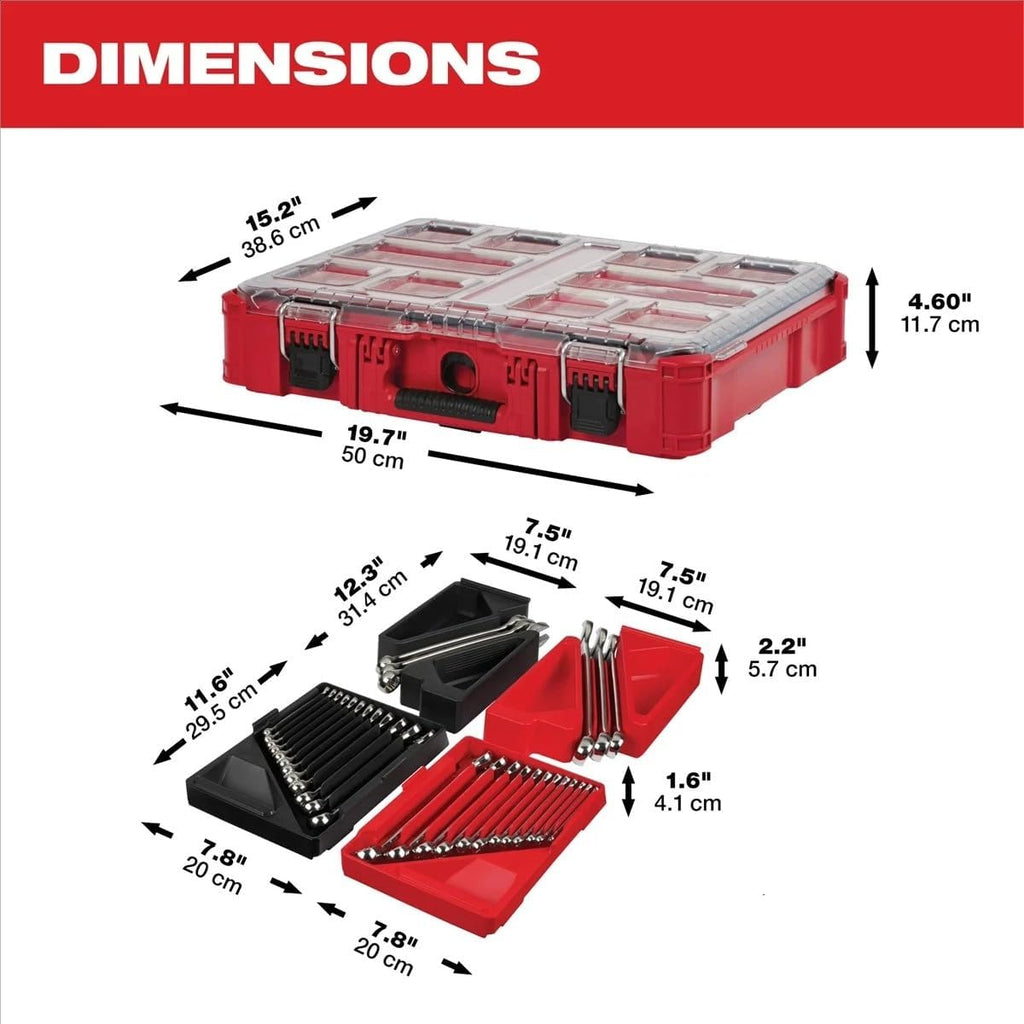 30pc 48-22-9485 Combination Wrench for Milwaukee Metric & SAE Wrench Set with PACKOUT Organizer