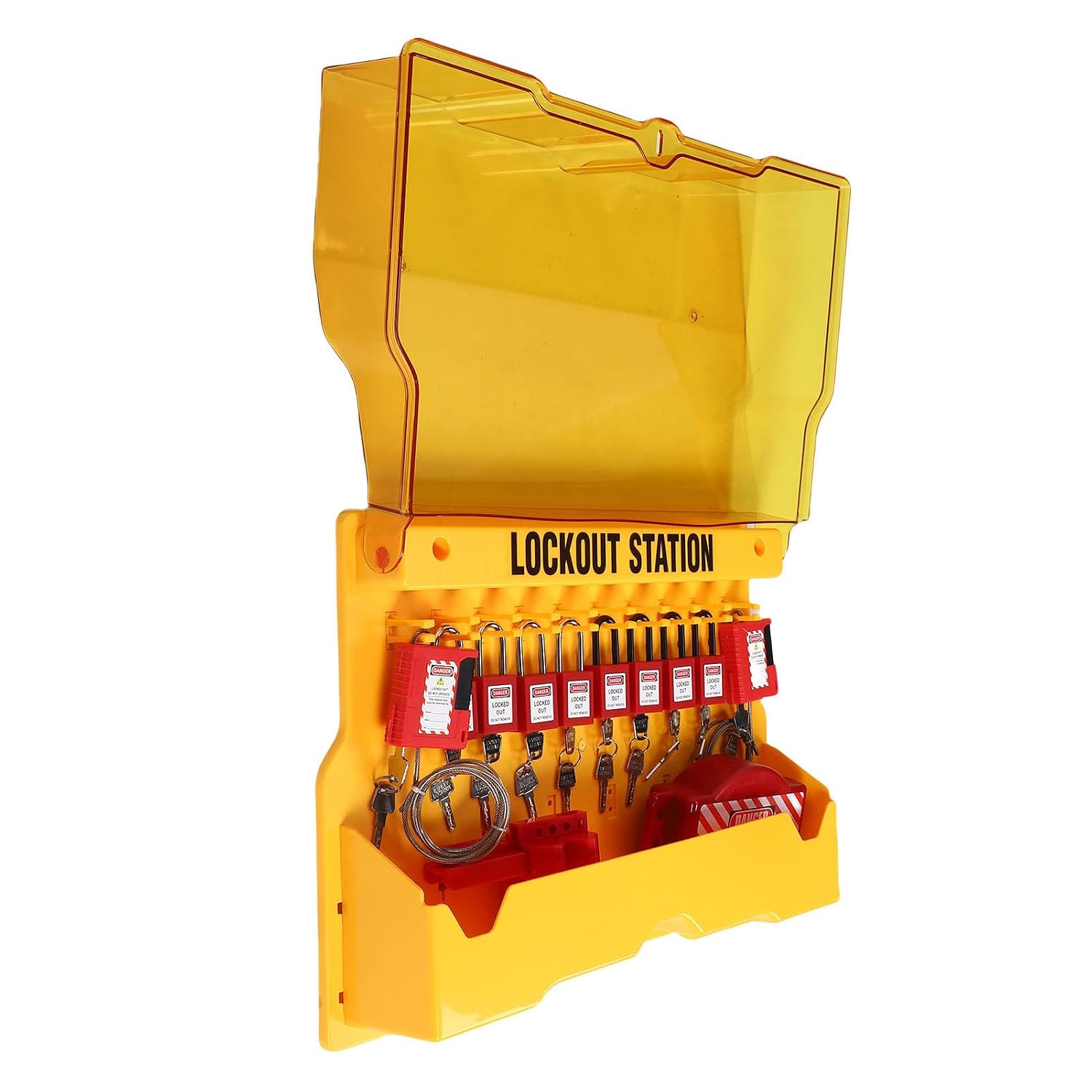 Lockout Tagout Station with Loto Devices, Lock Out Tag Out Kit Wall Board, 8 Padlocks, 20 3 Hasps 6 Circuit Breaker Locks, Electrical Lockouts Kit