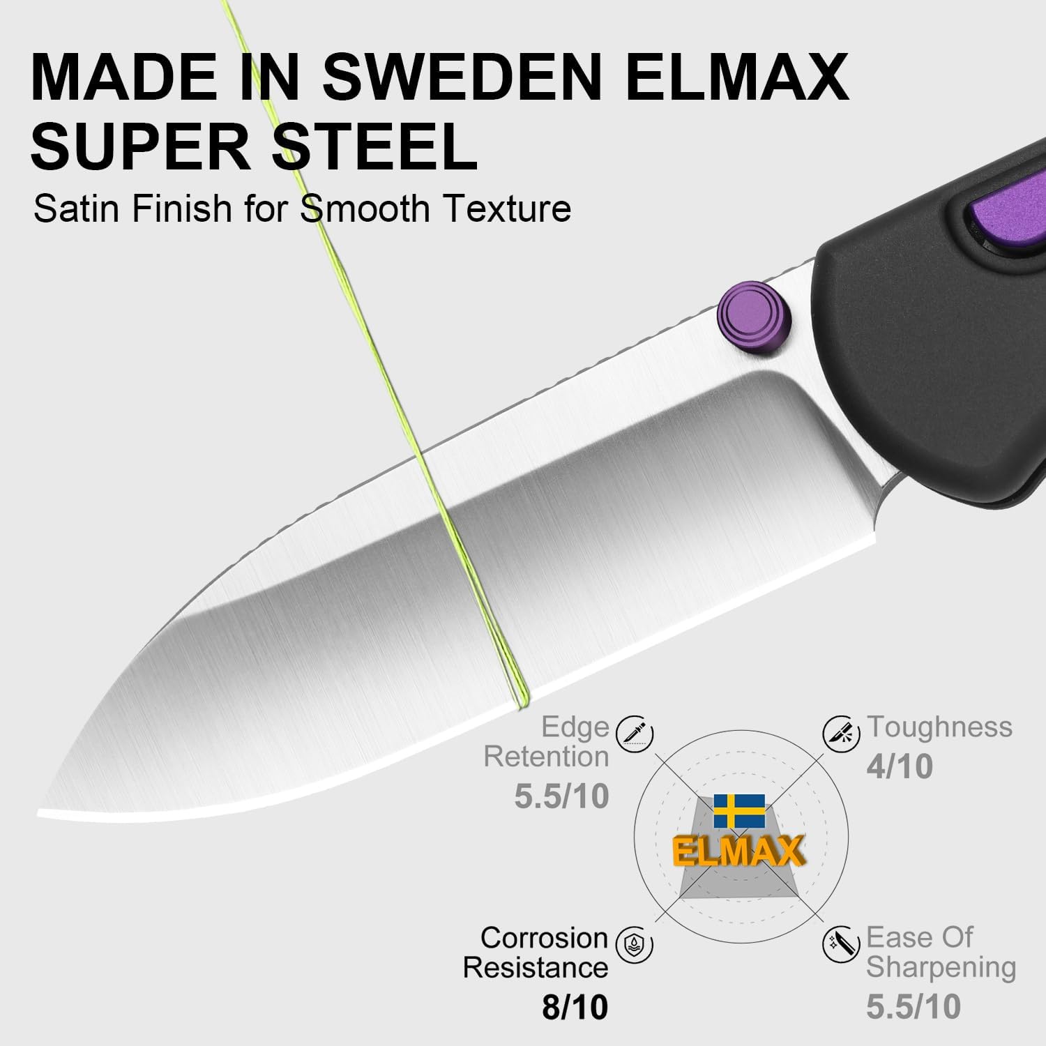 Kizer Drop Bear Zero Pocket Knife, 3.1' Drop Point Elmax Blade Folding Knife with Black Aluminum Handle, Thumb Stud & Button Liner Lock EDC Knives for Camping Hunting Survival Ki3619BDA3