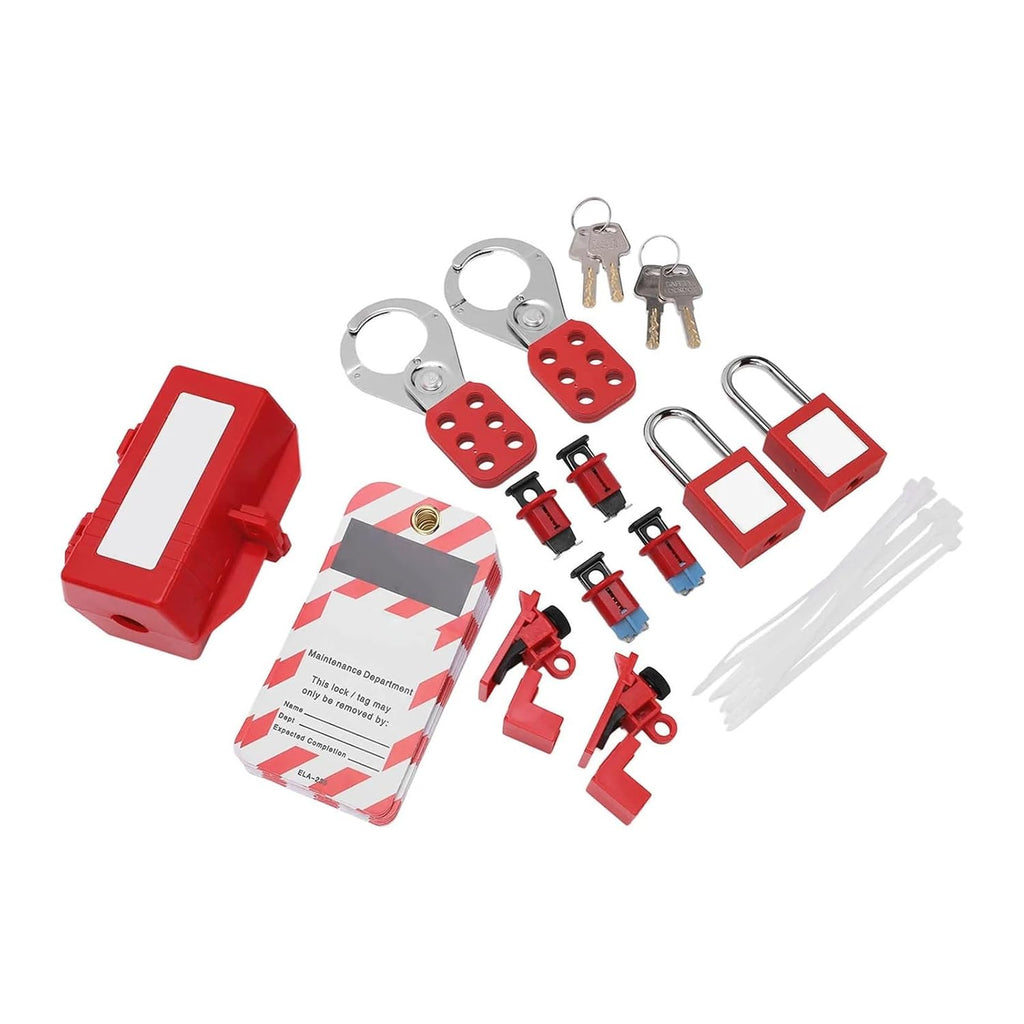Applicable to Electrical Circuit Breaker Lockout Tagout Kit Safty Padlock Loto Tags Hasps Set for Industrial Lock Out Station