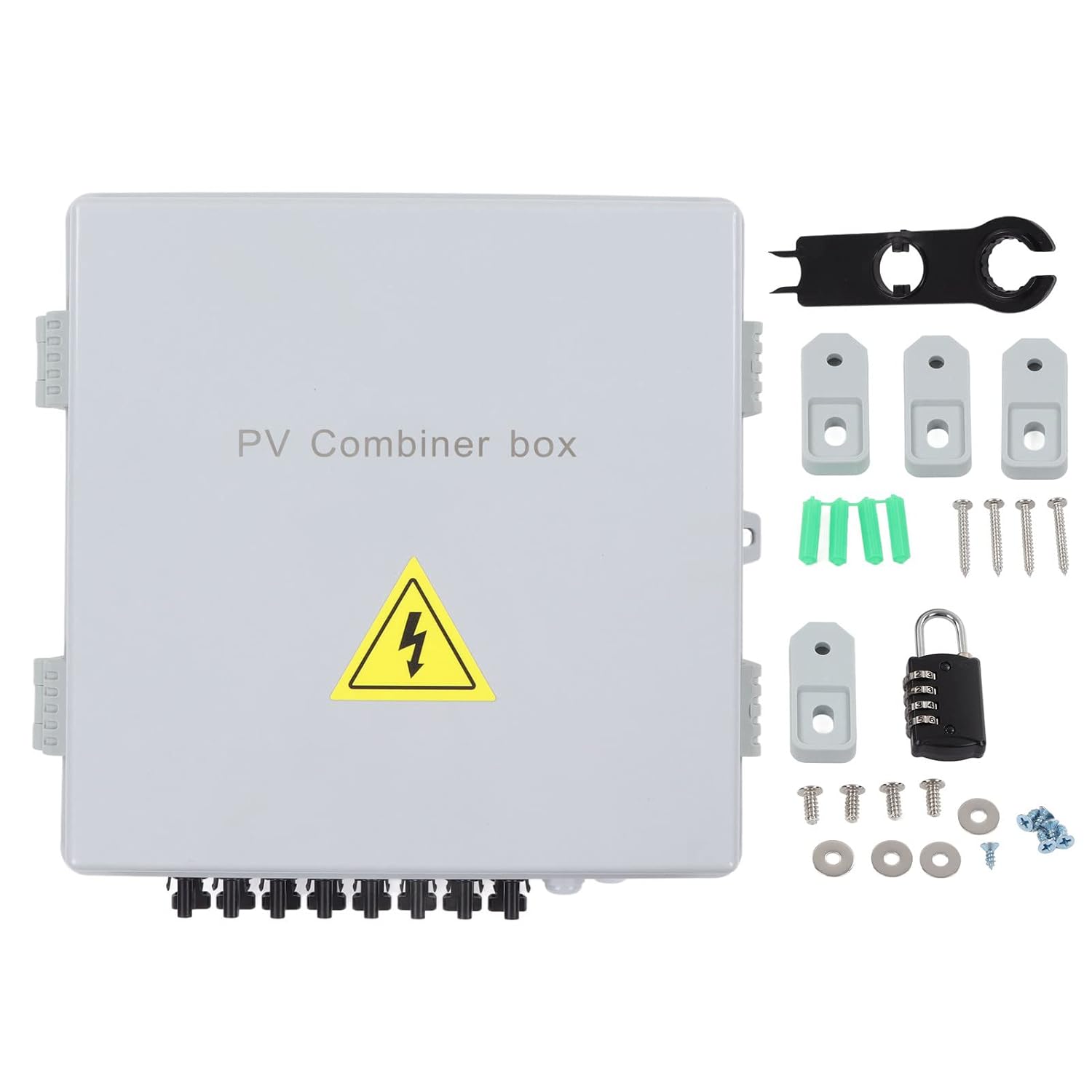 Solar Combiner Box 8 String 80A Circuit Breaker IP65 Outdoor Rated for Off Grid PV System Panel Power Distribution