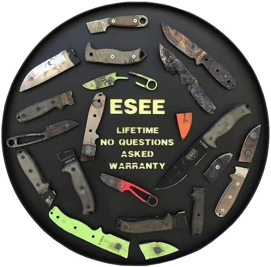 ESEE Knives Model 3P-B Fixed Blade Knife, Black Molded Polymer Sheath, Ambidextrous Belt Clip Plate