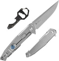 Ruike M108-TZ Folding Pocket Knife for Men,TC4 Titanium Lightweight Aolly Handle,Pearlized 154CM Stainless Blade,EDC Belt Clip,Frame Lock, Bushcraft Camping,Outdoor, Hunting,Survival Tool,Father Gifts