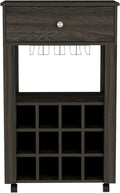 Modern Wine Cabinet,Wine Baker Rack with 1-Drawer&12-Bottle Wine Cabinet Bar Cabinet for Bar,Kitchen,Dining Room,Brown