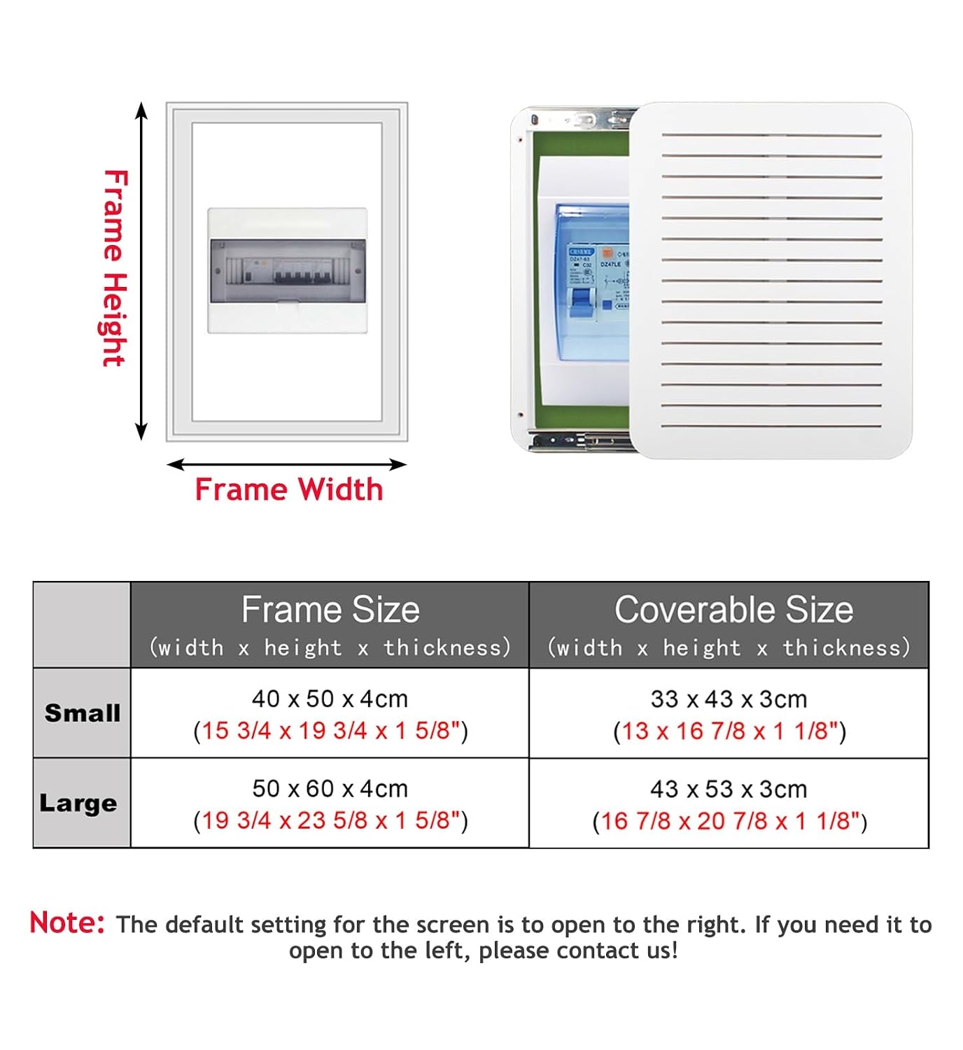 Modern White Fuse Box Cover Cabinet - Decorative Circuit Breaker Panel Shutter for Farmhouse Style, Includes Screws & Traceless Nails (Small) - Electrical Safety Solution