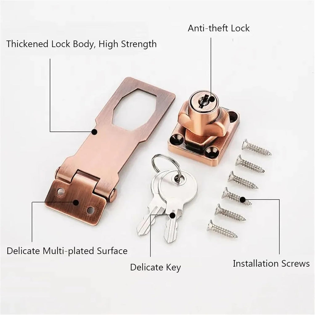 keyed hasp lock, Keyed Hasp Locks Pack of 2 Zinc Alloy Multicolor .5-4 Inch(4 Inchbronze)