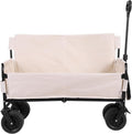 Large Capacity Collapsible Wagon Cart with Big Wheels Heavy Duty Collapsible Utility Wagon for Groceries Garden Sport (Beige)