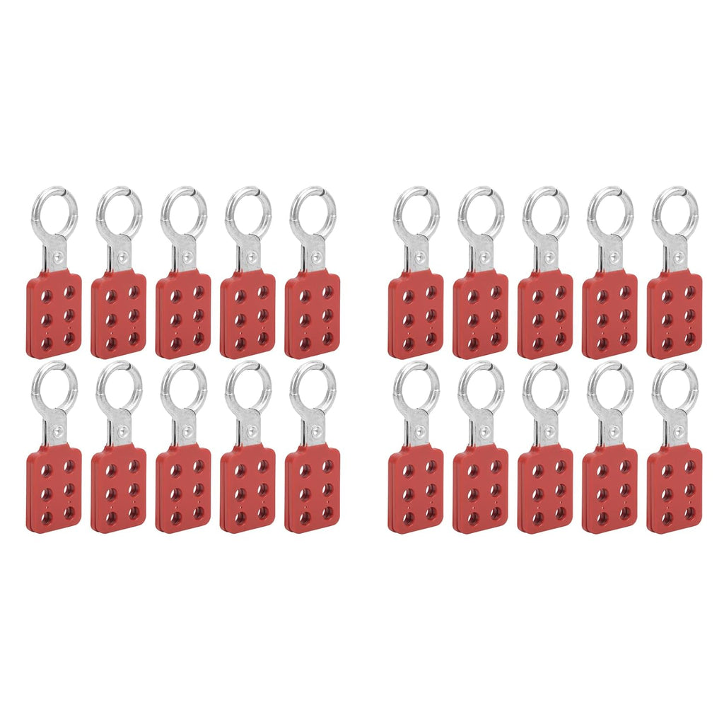 Lockout Tagout Safety Hasp, 20Pcs 1.0in Sturdy Nylon PA and Aluminum Padlock with Extended Jaw, 6 Holes Red Loto for Industry Electric Power Coal Mine