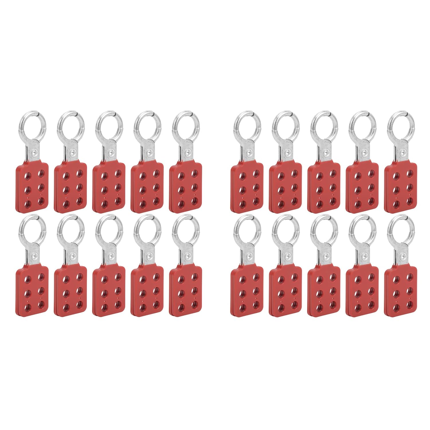 Lockout Tagout Safety Hasp, 20Pcs 1.0in Sturdy Nylon PA and Aluminum Padlock with Extended Jaw, 6 Holes Red Loto for Industry Electric Power Coal Mine