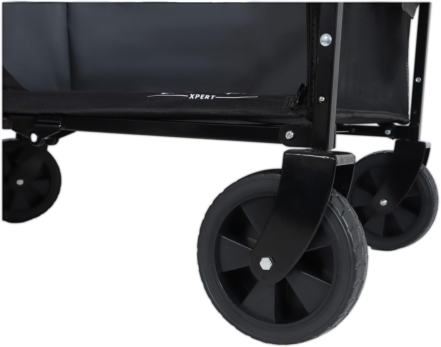 Wagonpro Folding Utility Wagon with Convertible Bench Seat, Collapsible All-Terrain Cart with 360° Swivel Wheels, Portable Outdoor Wagon for Camping, Beach, Sports Events, Black
