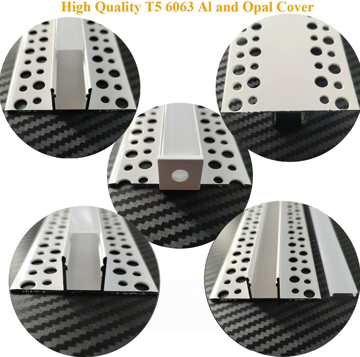 10Pack 6.6FT/2 Meter Plaster-in trimless recessed LED Aluminum Channel with Flange for LED Strip and Clip-in Diffuser, Tape Light Track LED Profile for Strip Lighting Applications