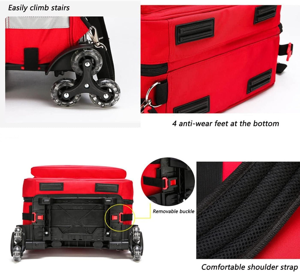First Aid Kit Bag Rolling Medical Supplies Bag with Detachable Trolley, Nurse Rolling Bag Emergency Rescue Kit for Outdoor Hiking, Backpacking, Camping, Traveling