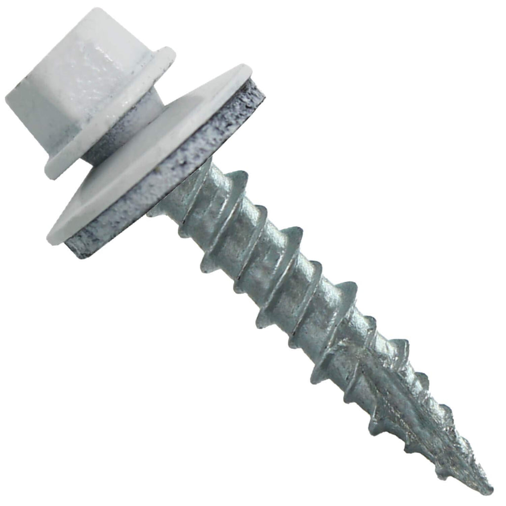 10 x 1 Brite White Metal Roofing Screws - Hex Washer Head- Self-Starting/Tapping - EPDM Washer. 4 X 250 Bags - 1,000 Screws