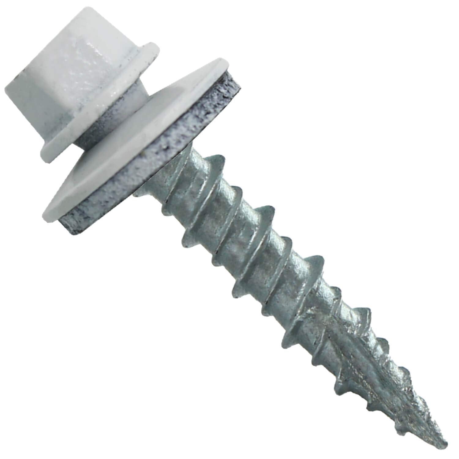 10 x 1 Brite White Metal Roofing Screws - Hex Washer Head- Self-Starting/Tapping - EPDM Washer. 4 X 250 Bags - 1,000 Screws