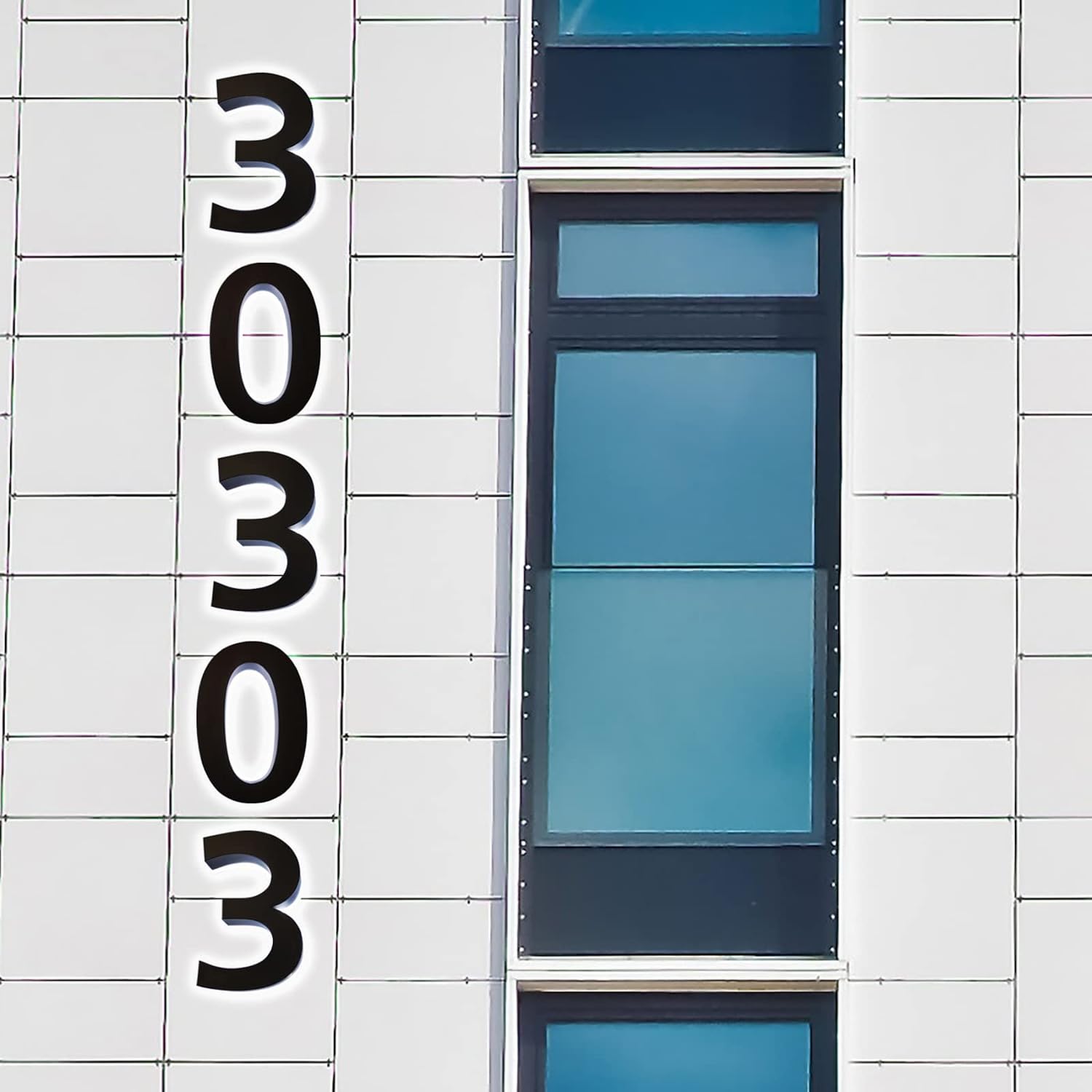 Modern Illuminated LED Address Numbers, 18' Stainless Steel Acrylic Backlit LED House Number Sign, Lighted Up Address Numbers For Outdoor,3