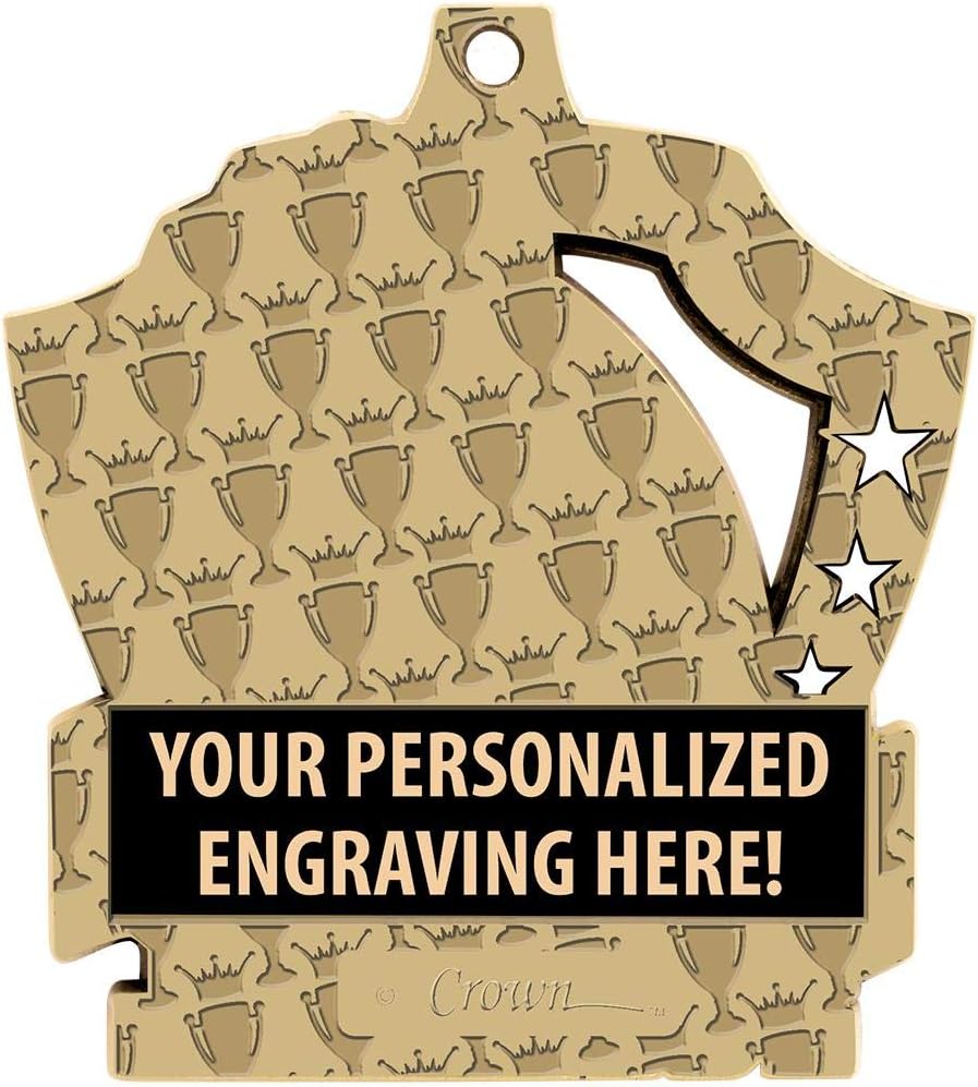 Crown Awards Custom Flag Football Medals, 2 1/4' Shieldz Flag Football Award Medals with Free Engraving Prime