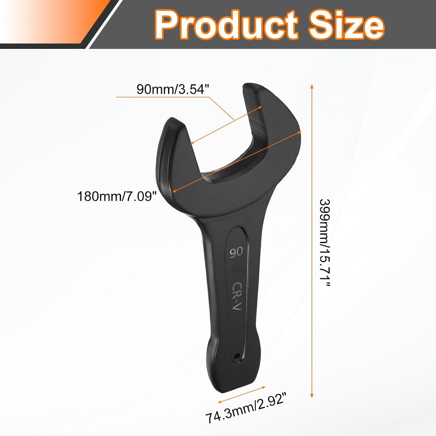HARFINGTON Open End Striking Wrench 90mm Metric CR-V Steel Single Open Spanner Baking Paint U Shape Head Wrench Hand Tool for Mechanical Automotive Repair
