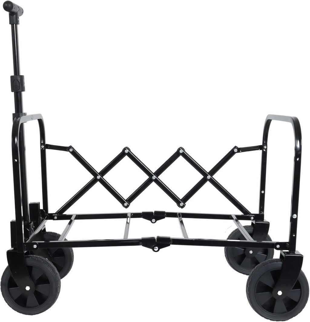 Wagonpro Folding Utility Wagon with Convertible Bench Seat, Collapsible All-Terrain Cart with 360° Swivel Wheels, Portable Outdoor Wagon for Camping, Beach, Sports Events, Purple