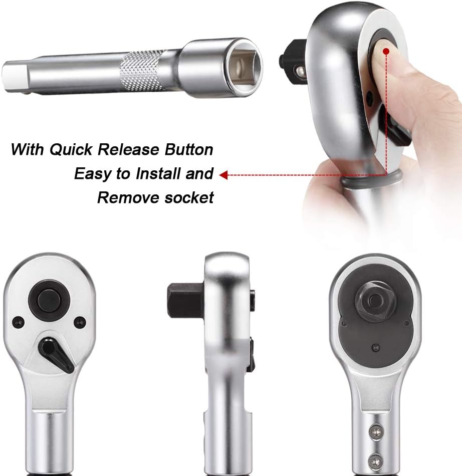 3/4-inch Drive Click Torque Wrench, 100-600ft.lb / 135-815Nm Dual-Direction Adjustable Torque Wrench Set with Buckle