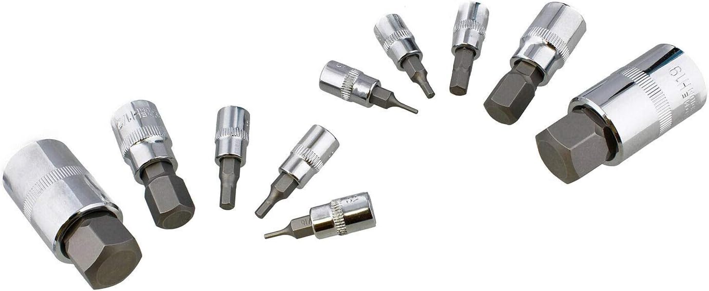 34 Piece Allen Socket Set SAE and Metric Hex Bit Set 3/8, 1/4, 1/2 Inch
