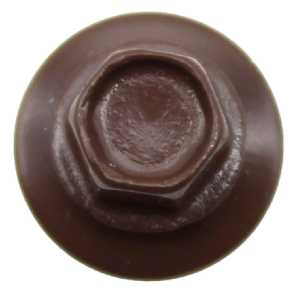 14 x 1 Brown Metal Roofing Screws - Hex Washer Head- Self-Starting/Tapping - EPDM Washer. 8 X 250 Bags - 2,000 Screws