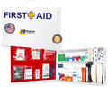 MFASCO 2 Shelf First Aid Cabinet - ANSI/OSHA Class B Type I & II - Medi First Brand Bandages - Carry or Wall Mount - Easy Restock & Refill - - White Enamel Finish - 226 Pcs - 16'x11'x4 7/8'