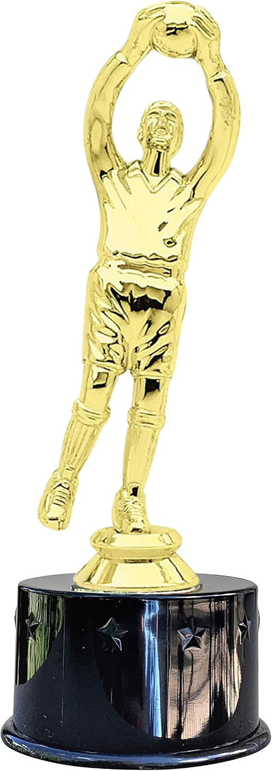 Express Medals Soccer Goalie Award Trophy Party Favor Gift Prize Including 4 Gold Color Decals to Custom Personalize The Black Round Base
