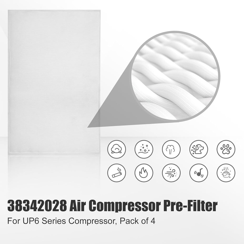 38342028 Panel Filter Pack of 4, 38342028 Rotary Screw Compressor Pre-Filter Compatible with Ingersoll Rand Air Compressor, 38342028 Air Compressor Pre-Filter for UP6 Series Compressors