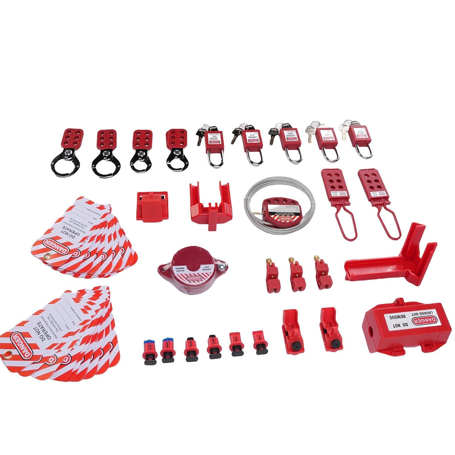 Lock Out Tag Kit, Electrical Lockout Tagout Kit with Circuit Breaker Lockouts, Hasps, Plug Lock, Ball Valve, Loto Set, Universal Padlock Box