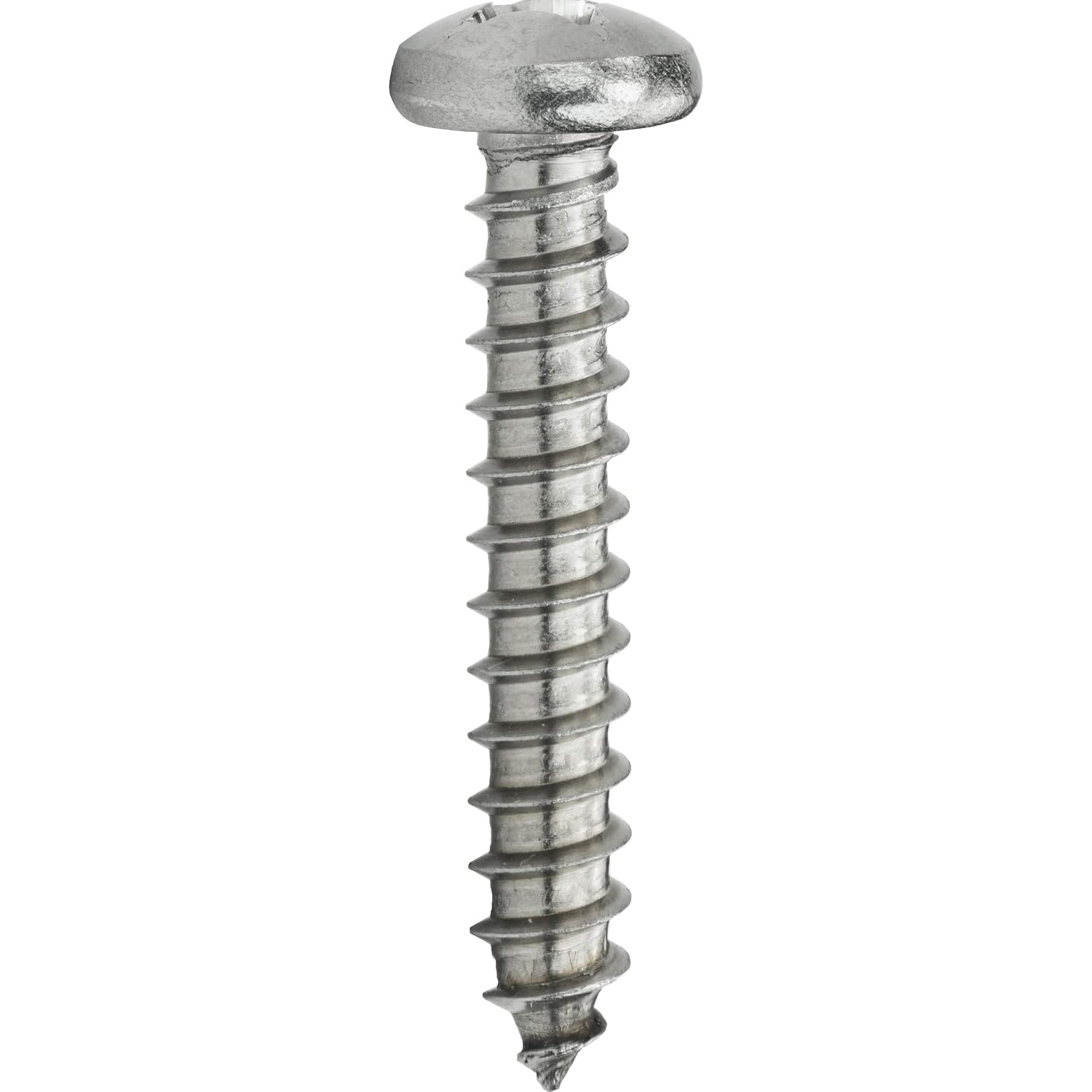 #1 x 5/8' Pan Head Sheet Metal Screws, Stainless Steel 18-8, Full Thread, Bright Finish, Self-Tapping, Quantity 2500 By Fastenere