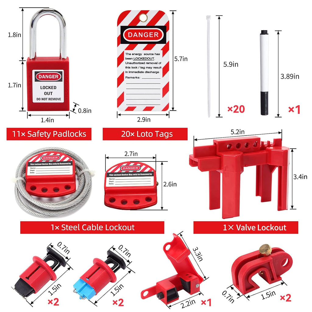 Lockout Tagout Station Breaker Loto Kit Loto Hasps,Loto Tags,Circuit Breaker Lockout,Ball Valve Lockout,Electrical Plug Lockout,Steel Cable Lockout for Loto Station Lock Out Tag Out Kit