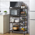 Gdrasuya10 Kitchen Baker Rack, 4-Tier Free Standing Walnut Mobile Shelving Unit Organizer Trolley Cart with 4 Push-Pull Drawers Weight Capacity 100 lbs