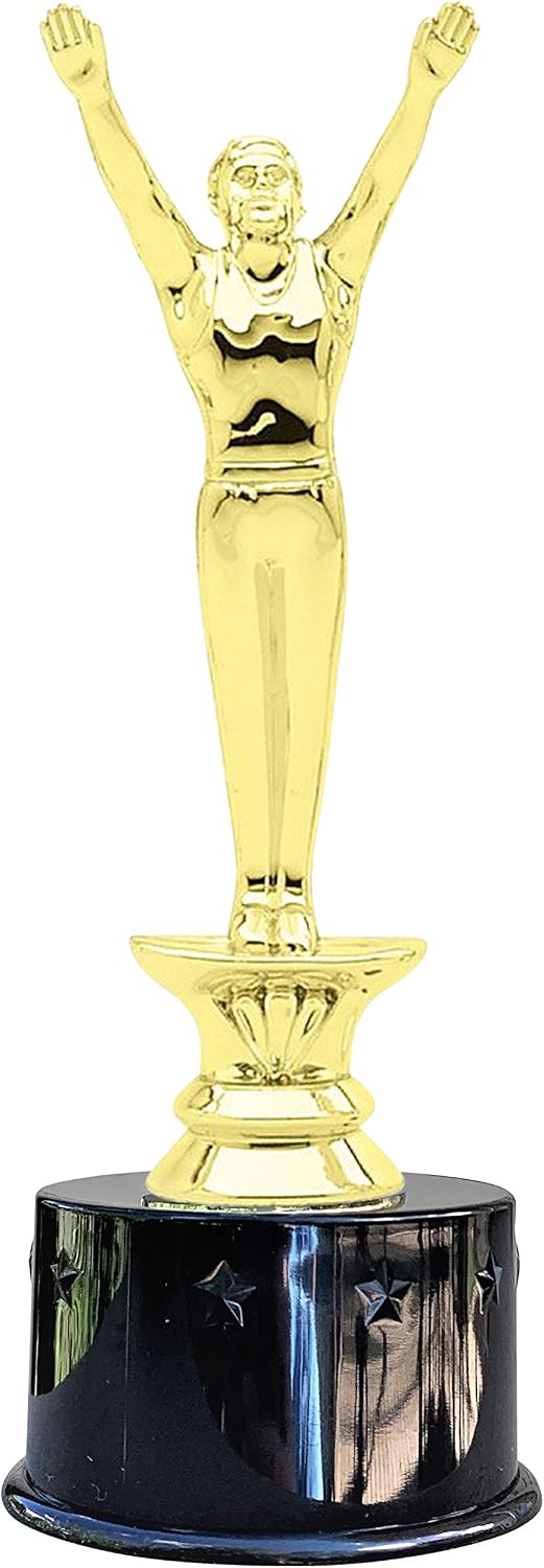 Express Medals Male Boys Gymnastics Award Trophy Party Favor Gift Prize Including 4 Gold Color Decals to Custom Personalize The Black Round Base