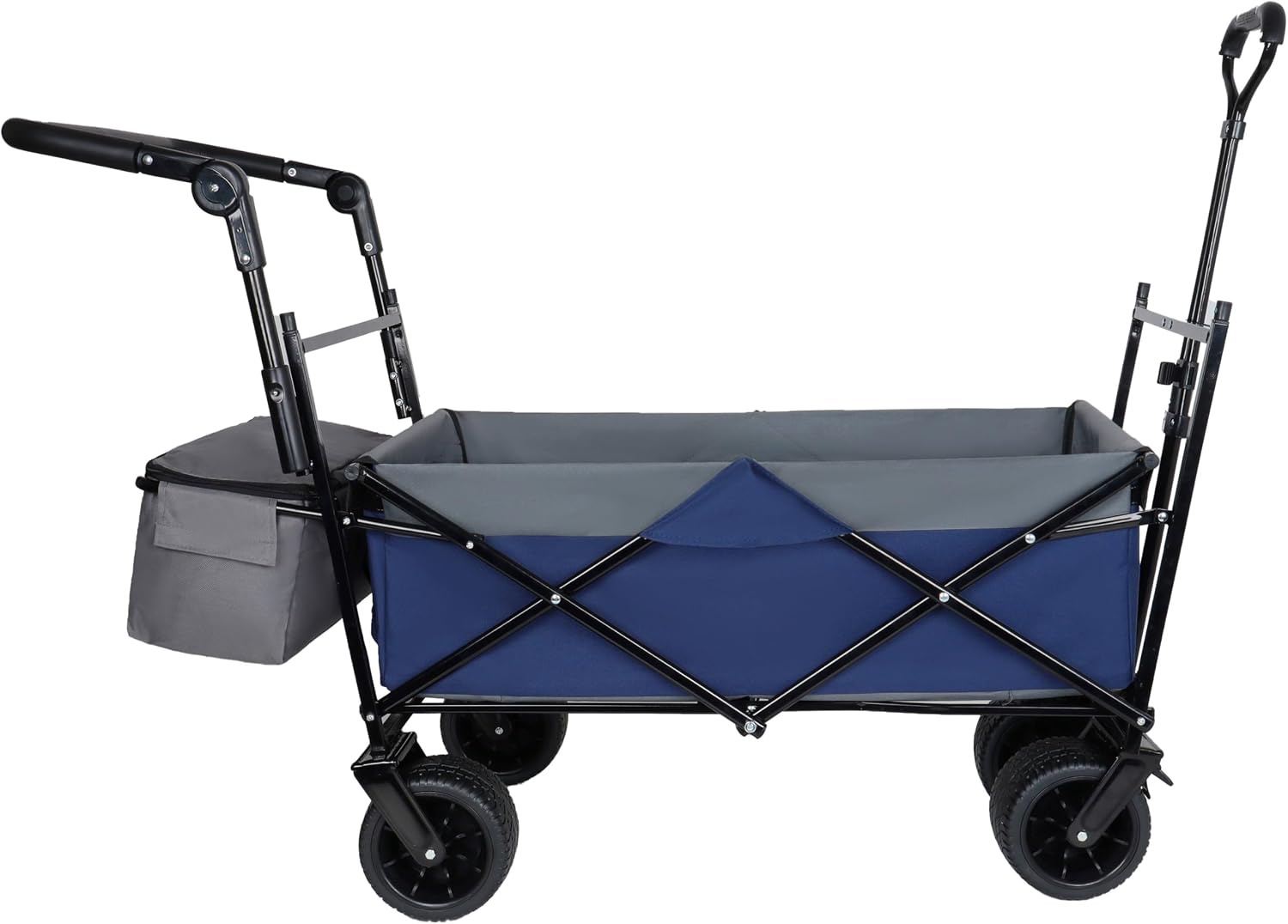 【LuckyNote】 with Push Handle, 480Lbs Collapsible with Canopy, Wagon cart with 7' All-Terrain Wheels, Lightweight Foldable Wagon, Large Capacity for Camping, Shopping, Sports (Dark Blue)