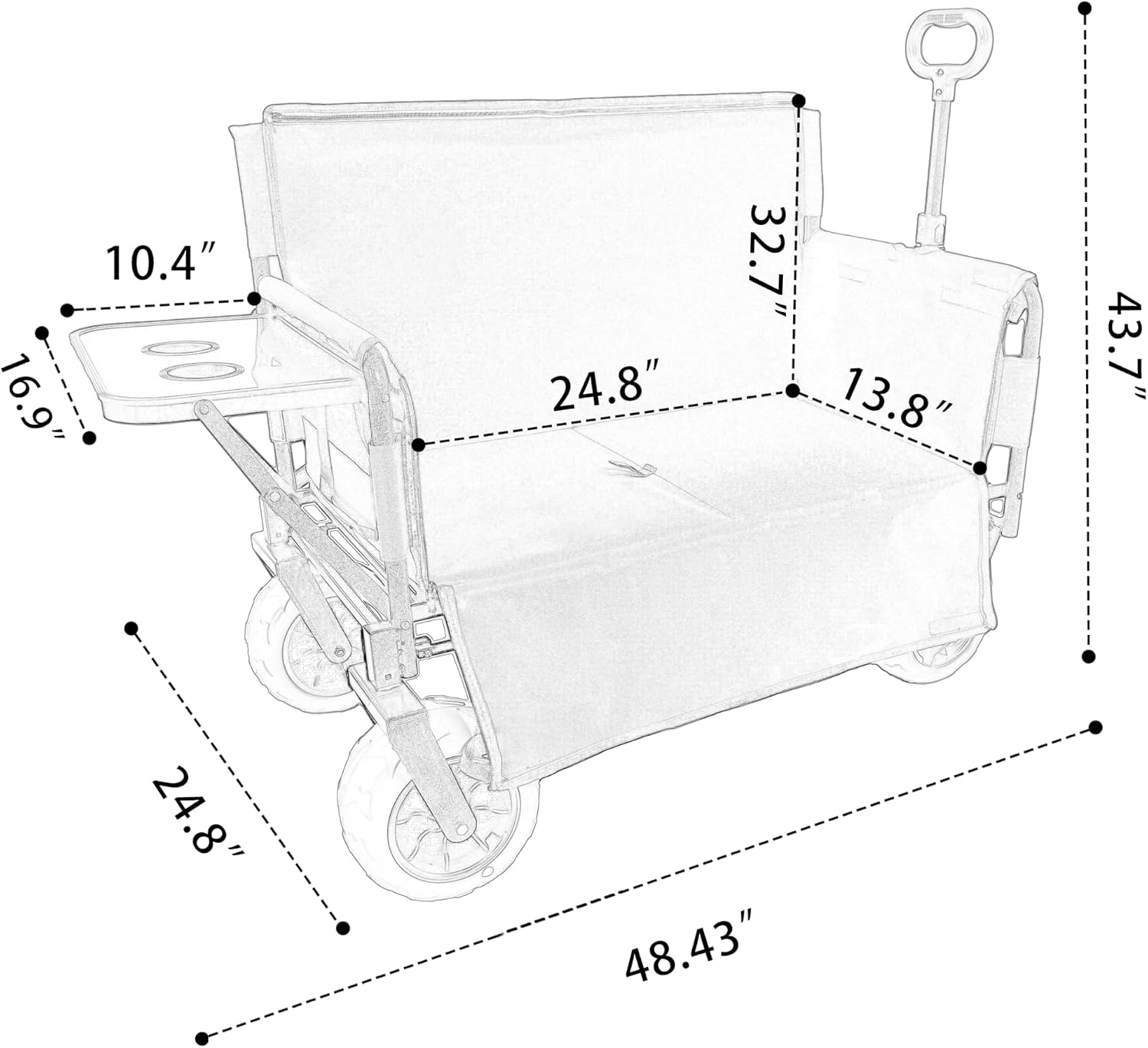 3-in-1 Foldable Wagon Cart with All-Terrain 9'x4' Beach Tires–Collapsible Wagon Design,Rear-Mounted Folding Tabletop&Convertible Bench Seat,Utility Wagon | Beach Cart with Drink Holders (Dark Blue)