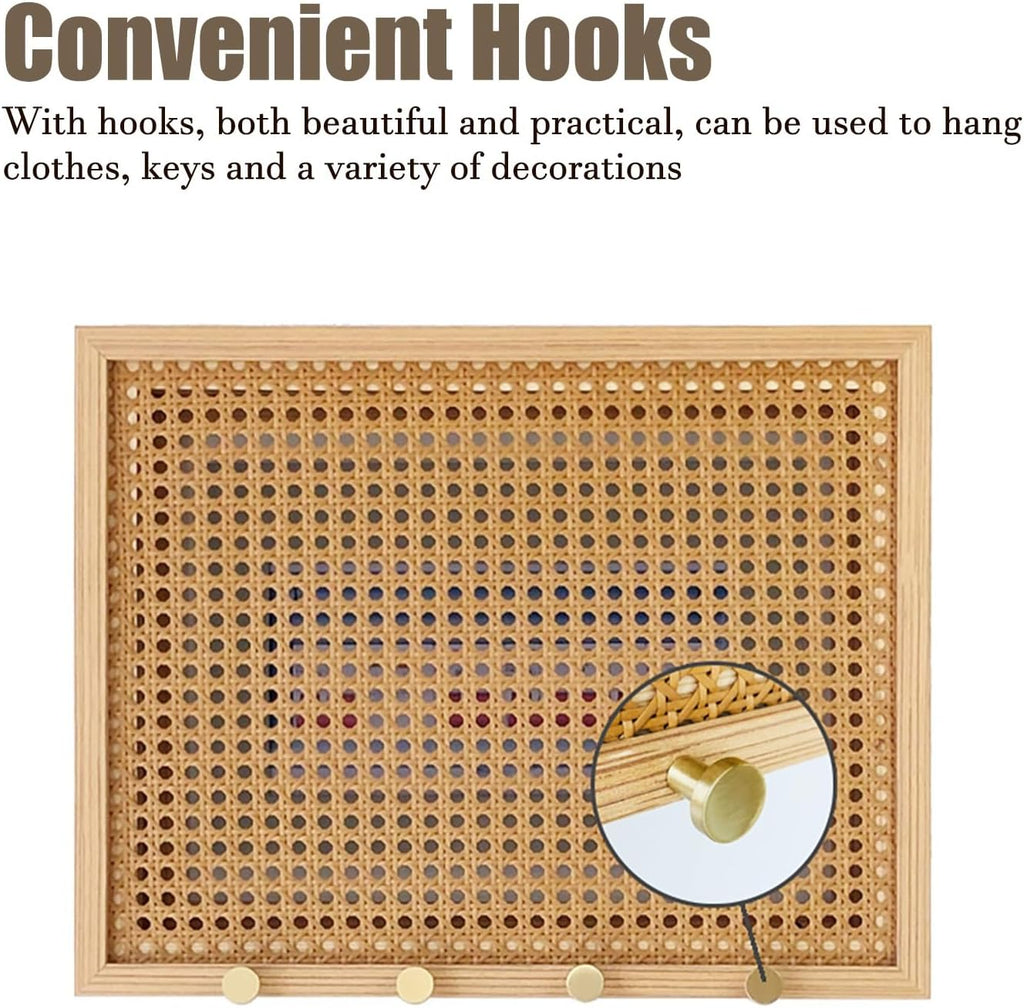 Electrical Panel Cover Wooden Vented Electrical Panel Cover, Rattan Removable Breaker Box Cover with Hook, Farmhouse Circuit Breaker Panel Cover for Home Decor(WXL-55 x 45CM-21.7 x 17.7)