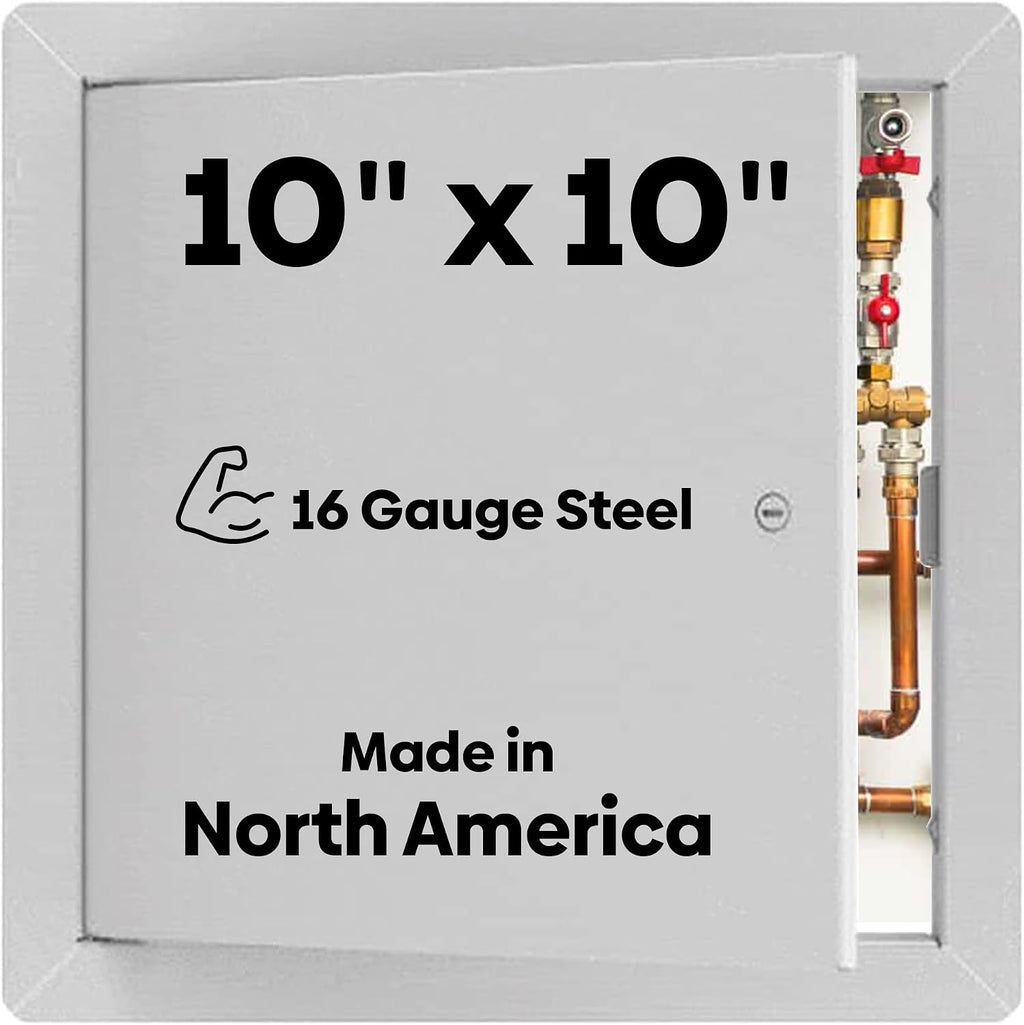 BEST BA-AHD 10' x 10' Metal Access Panel with Concealed Pin Hinge, LEED Compliant 16-Gauge Steel Access Door for Non-Rated Drywall/Ceilings, White Drywall Panel with Rounded Corners, Screwdriver Latch