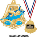 Your Personalization Swimming Awards, 2' Shiny Captain Swim Medals with Free Custom Engraving, Gold Swimming Medal Trophy Awards Prime