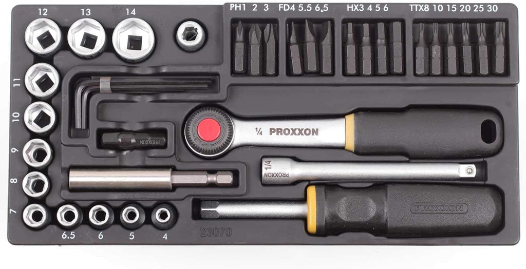 Proxxon 23070 38-Piece 1/4-Inch Drive Screwdriver/Socket Set with Magnetic Adapter