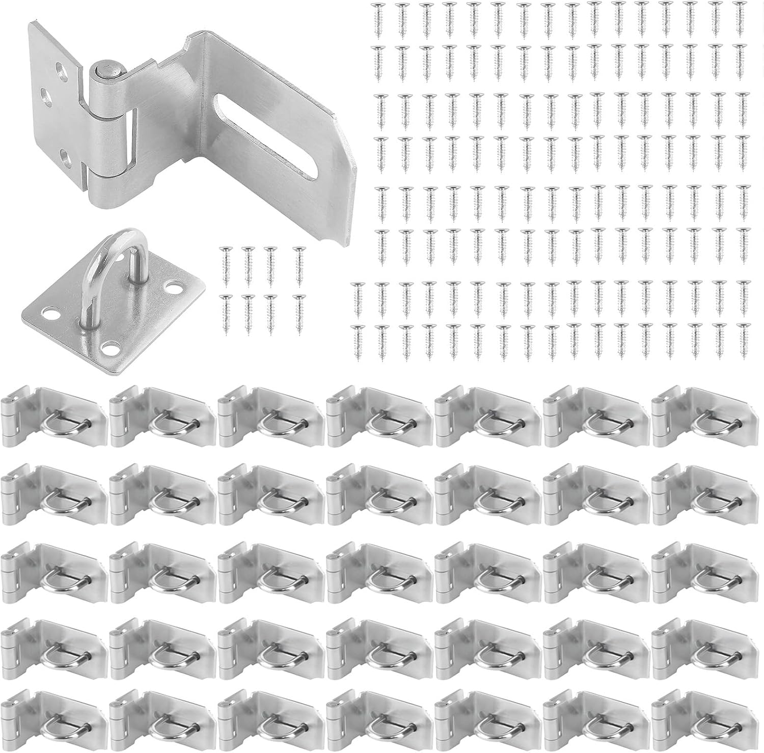 30 Pack Right Angle Hasp Latch, 201 Stainless Steel 90 Degree Door Clasp Hasp Lock Latch, for Push/Sliding/Barn Doors (3/4/5inch)(5inch)