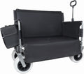 ZeHuoGe 3-in-1 Convertible Folding Wagon Cart with Bench Seat & Storage-Includes 1 ice Pack, 180L Capacity Utility Wagon for Camping, Beach, Sports, Garden (Black)