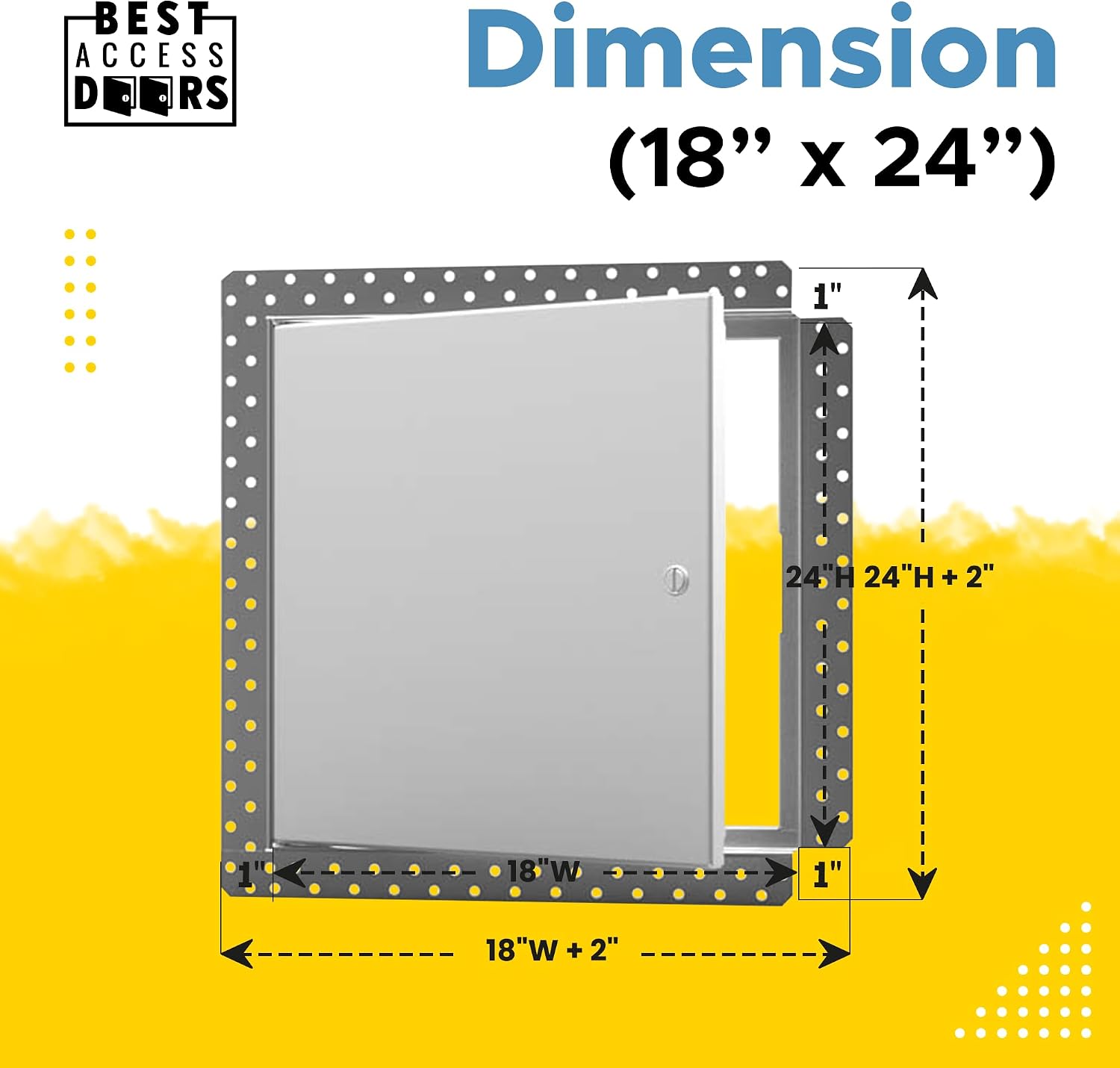 Best 18' x 24' Flush Metal Access Panel with Bead Flange, 20-Gauge Steel Access Door with Concealed Hinges, Drywall Panel for Ceilings & Walls, Screwdriver Cam Latch, White Polyester Coat, BA-DW-5040