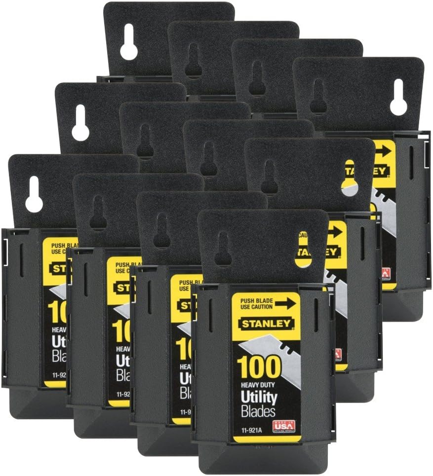 12 Pack of Stanley 11-921A 1992 Heavy Duty Utility Blades w/Dispenser (100 per Package, 1,200 Total Blades)