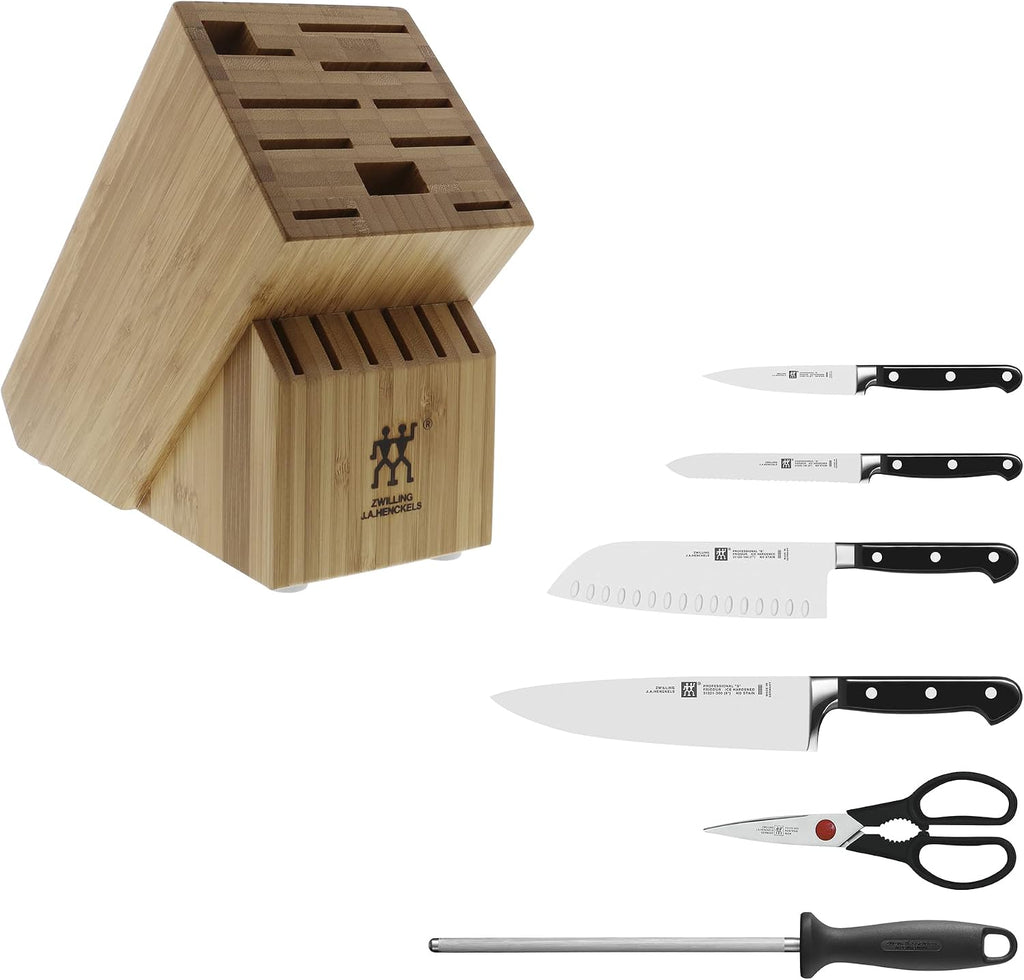 ZWILLING Professional S 7-Piece Razor-Sharp German Block Knife Set, Made in Company-Owned German Factory with Special Formula Steel perfected for almost 300 Years, Dishwasher Safe