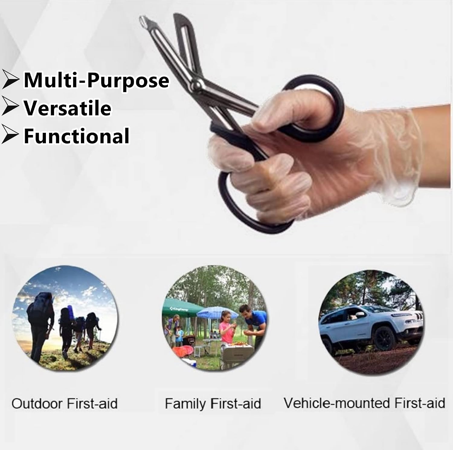 Set of 250 Trauma Shears Medical Supplies 7.25' for Paramedics Made of Stainless Steel Nurse Bandage Scissors Comes with Deep Serrations for Cutting Gauze, Tape, Clothing, Bandages, Straps - BLACK