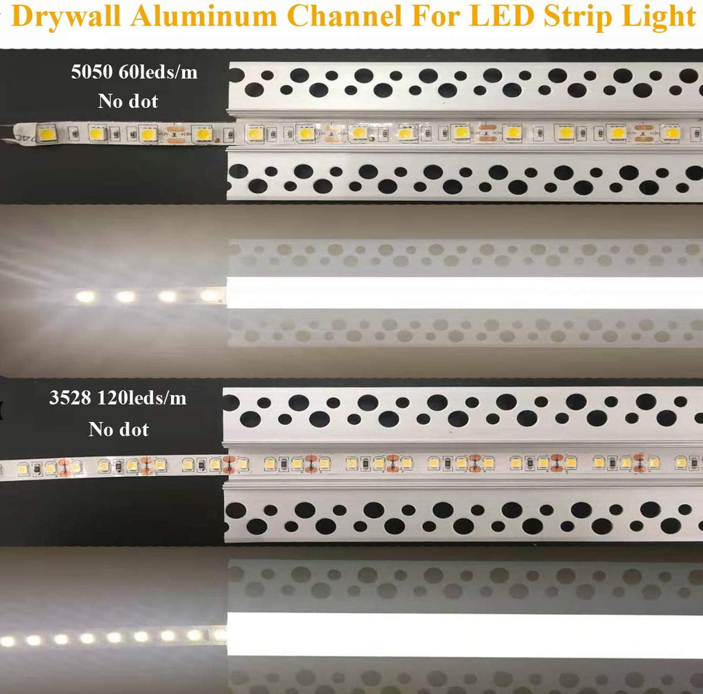 10Pack 6.6FT/2 Meter Plaster-in trimless recessed LED Aluminum Channel with Flange for LED Strip and Clip-in Diffuser, Tape Light Track LED Profile for Strip Lighting Applications