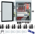 6 Strings Metal Solar PV Combiner Box DC500V 100A Circuit Breaker with Surge Protector, 15A Fuses and Radiator, Outdoor IP66 Waterproof for Solar Panels System