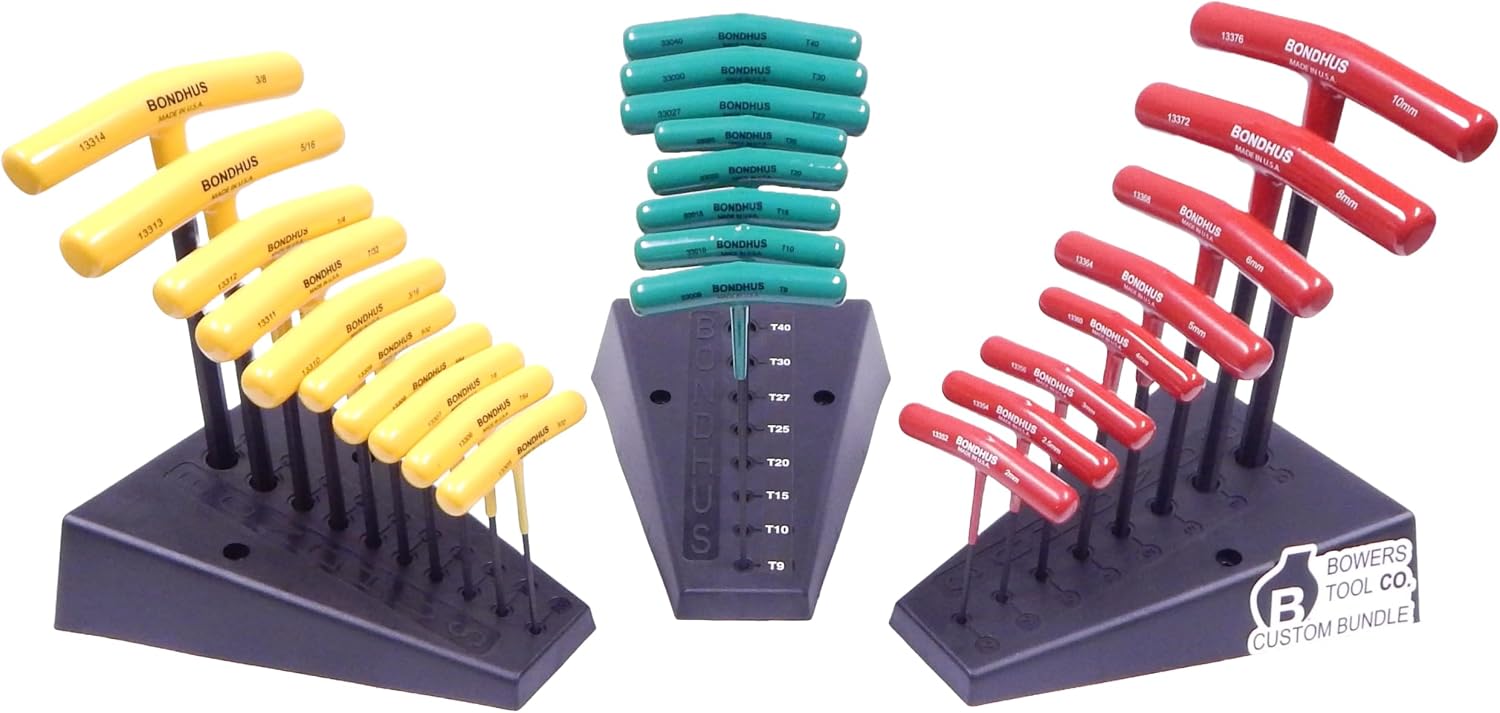 Bondhus 26pc T Handle Hex Wrench Set Torx, Metric & SAE Standard Made in USA