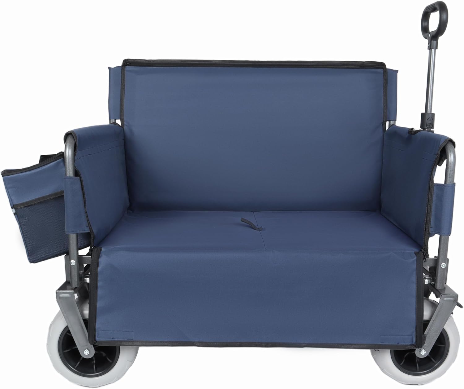 ZeHuoGe 3-in-1 Convertible Folding Wagon Cart with Bench Seat & Storage-Includes 1 ice Pack, 180L Capacity Utility Wagon for Camping, Beach, Sports, Garden (Dark Blue)